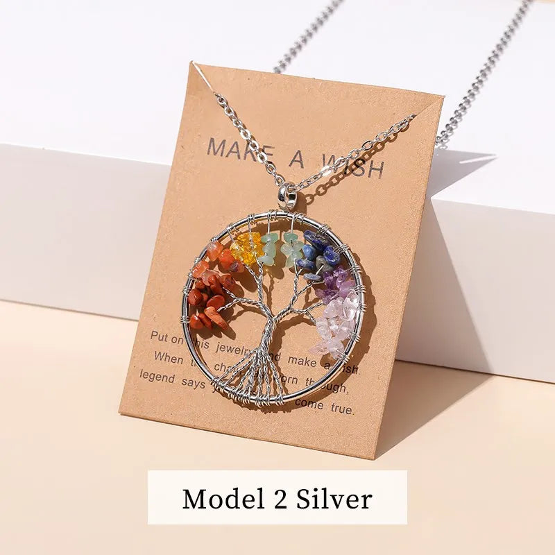 7 Chakras Tree Of Life Pendant Necklace