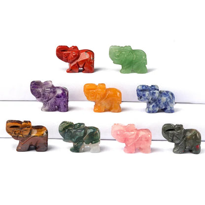 Natural Crystal Chakra Elephant Statue -