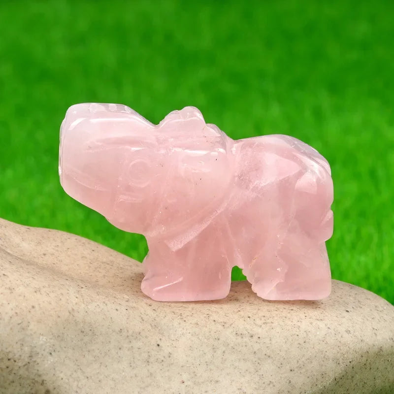 Natural Crystal Chakra Elephant Statue -