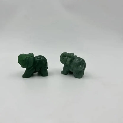 Hand Carved Natural Green Aventurine Jade Elephant Statue