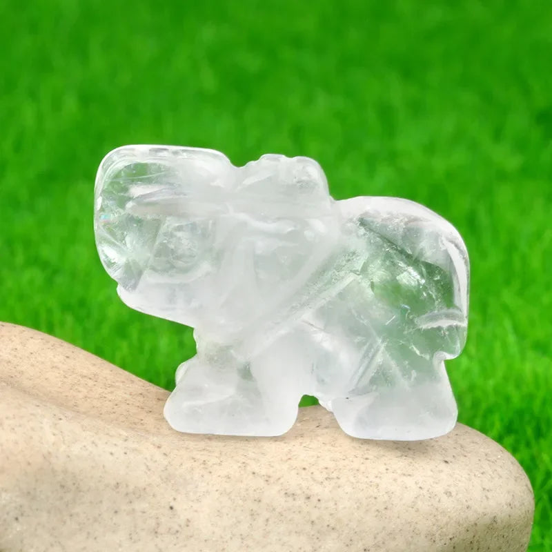 Natural Crystal Chakra Elephant Statue -