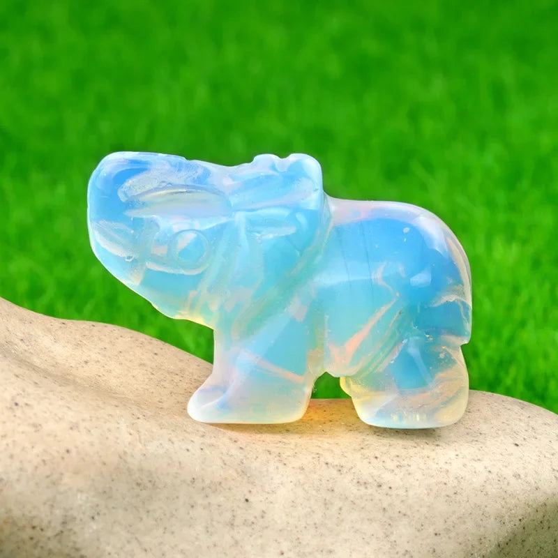 Natural Crystal Chakra Elephant Statue -