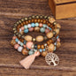 Bohemia Tree Of Life Charm Beaded Bracelet - 4Pcs