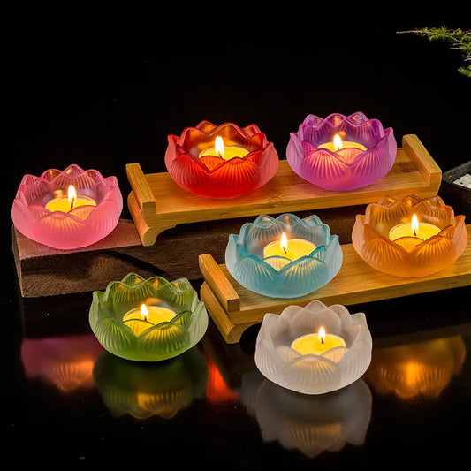 Glass Lotus Candle Holders