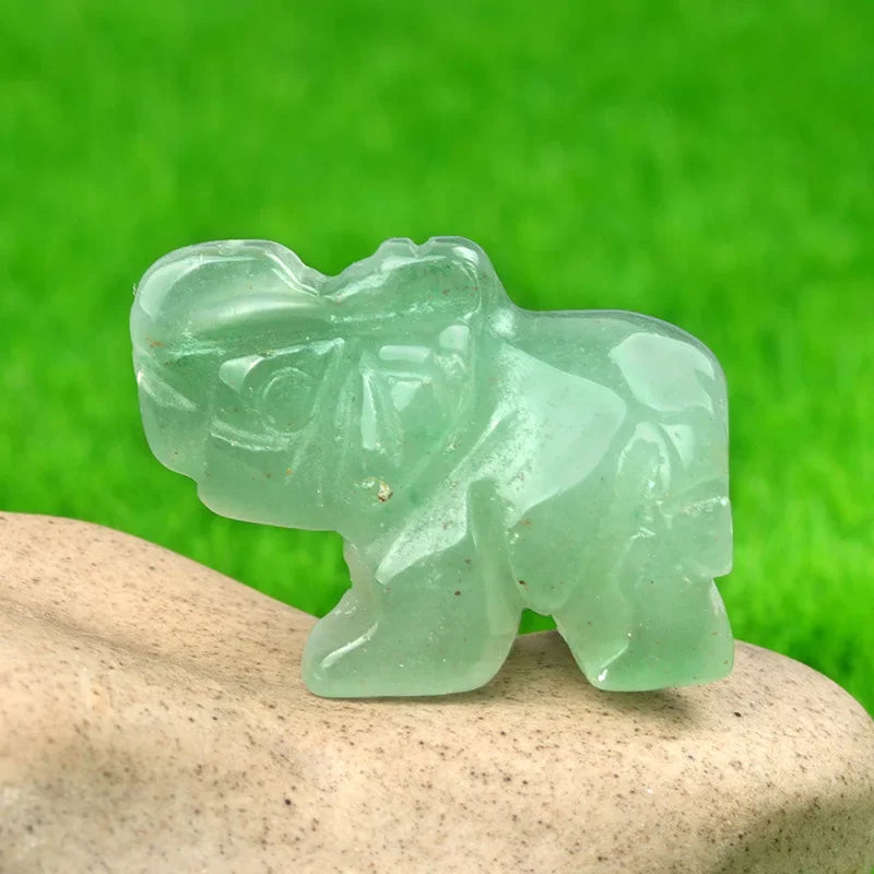 Natural Crystal Chakra Elephant Statue -