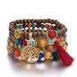 Bohemia Tree Of Life Charm Beaded Bracelet - 4Pcs