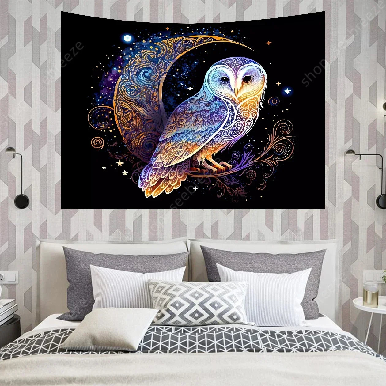 Lunar Owl Wall Tapestry