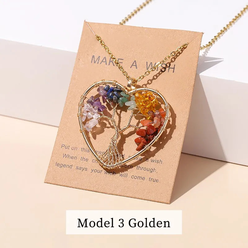 7 Chakras Tree Of Life Pendant Necklace