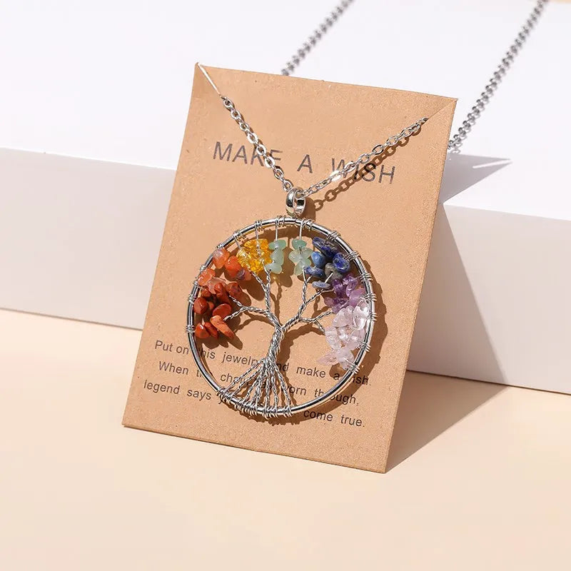 7 Chakras Tree Of Life Pendant Necklace