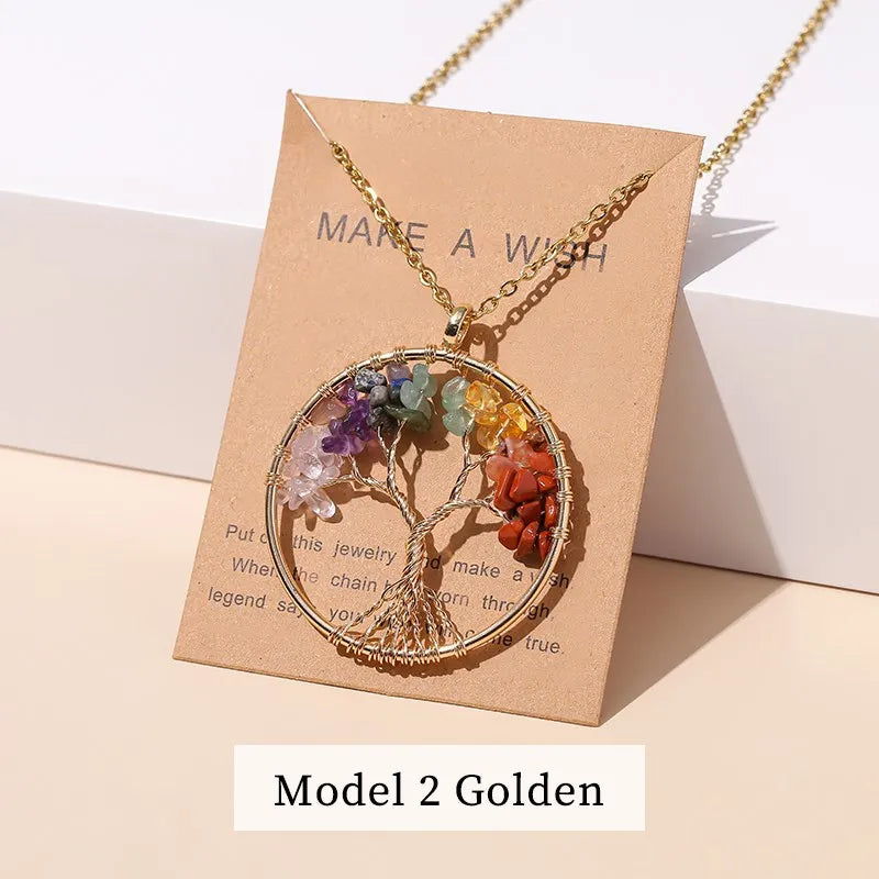 7 Chakras Tree Of Life Pendant Necklace