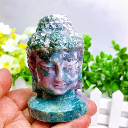 Crystal Buddha Head Figurine