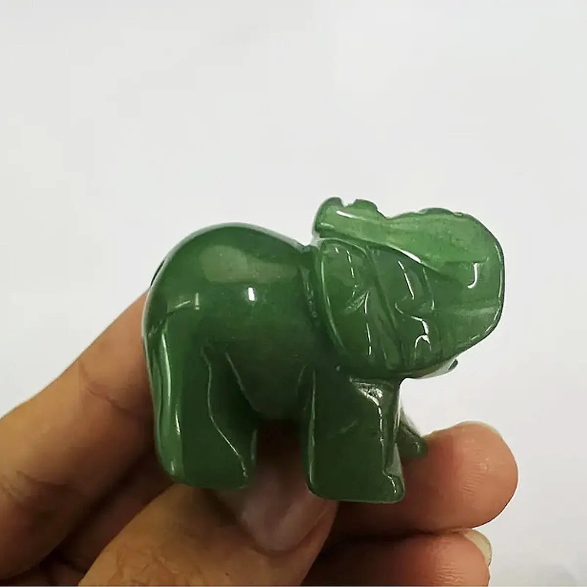 Hand Carved Natural Green Aventurine Jade Elephant Statue