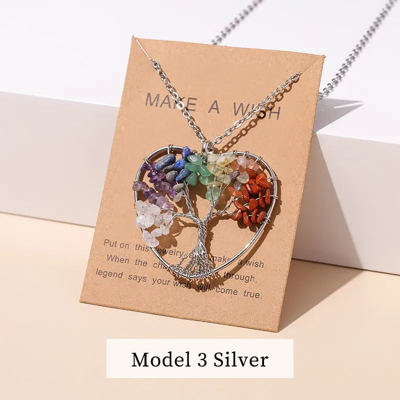 7 Chakras Tree Of Life Pendant Necklace