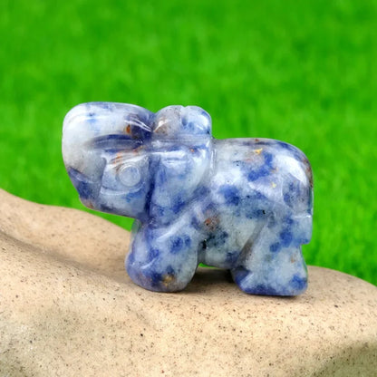 Natural Crystal Chakra Elephant Statue -