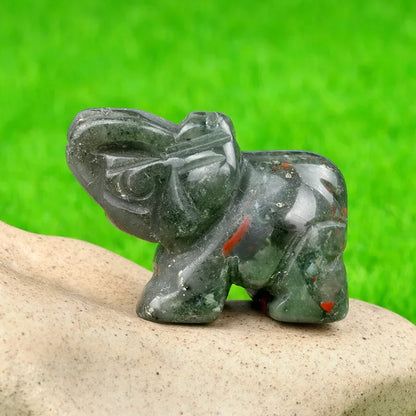 Natural Crystal Chakra Elephant Statue -