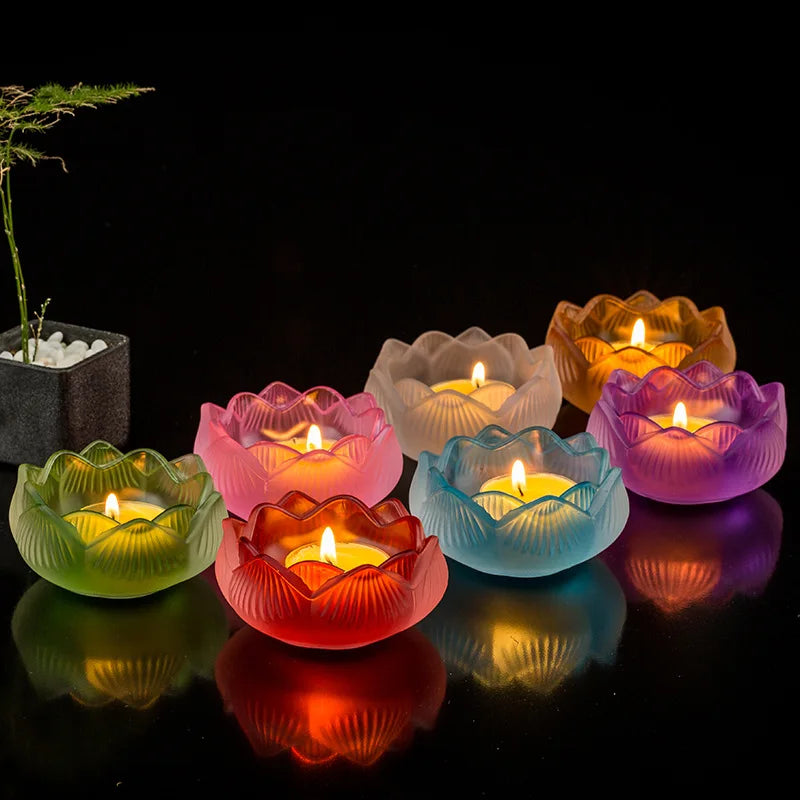 Glass Lotus Candle Holders