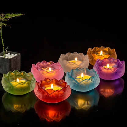 Glass Lotus Candle Holders