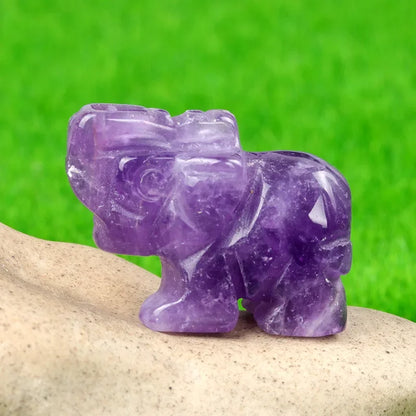 Natural Crystal Chakra Elephant Statue -