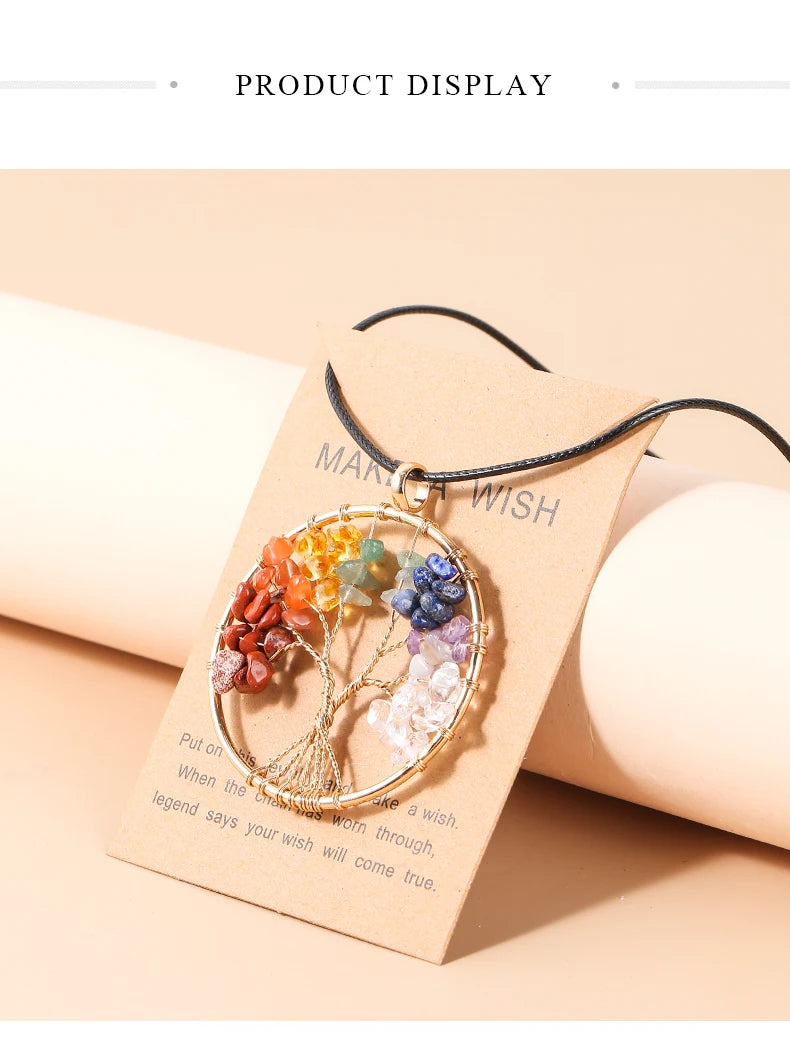 7 Chakras Tree Of Life Pendant Necklace