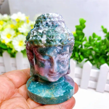 Crystal Buddha Head Figurine