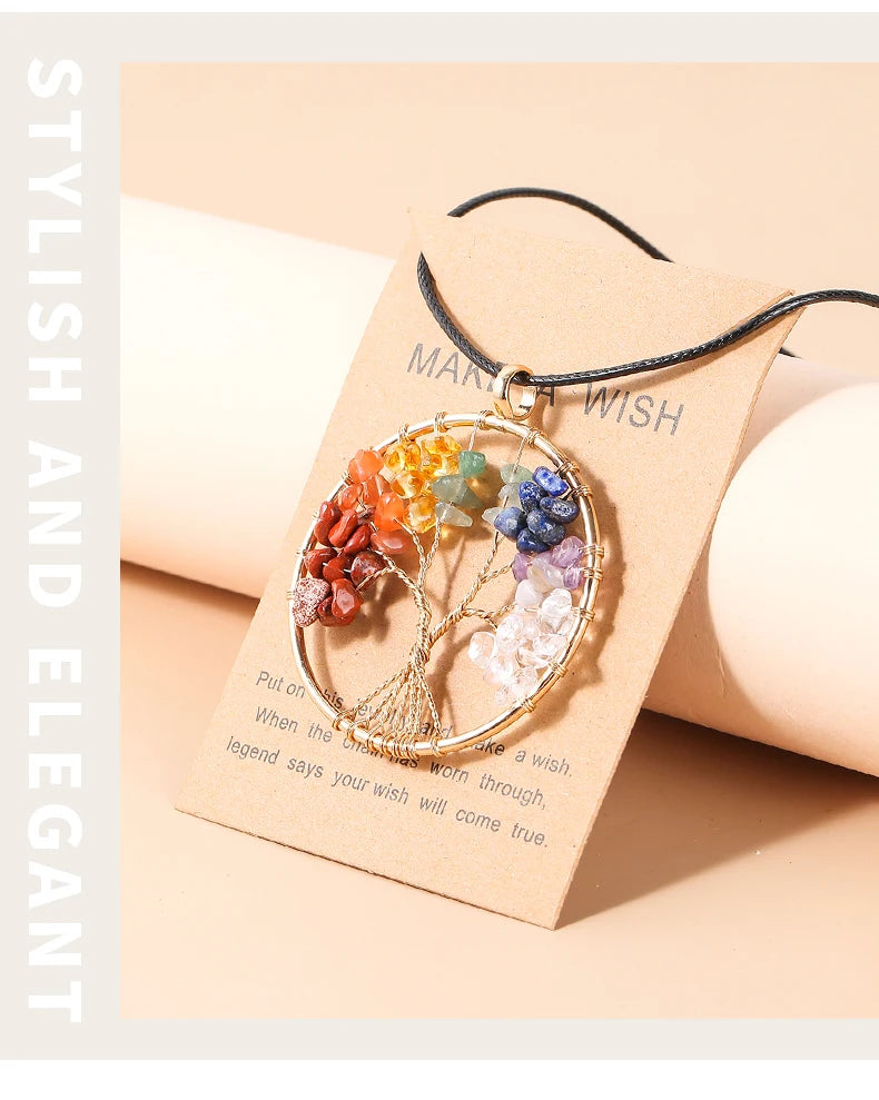 7 Chakras Tree Of Life Pendant Necklace